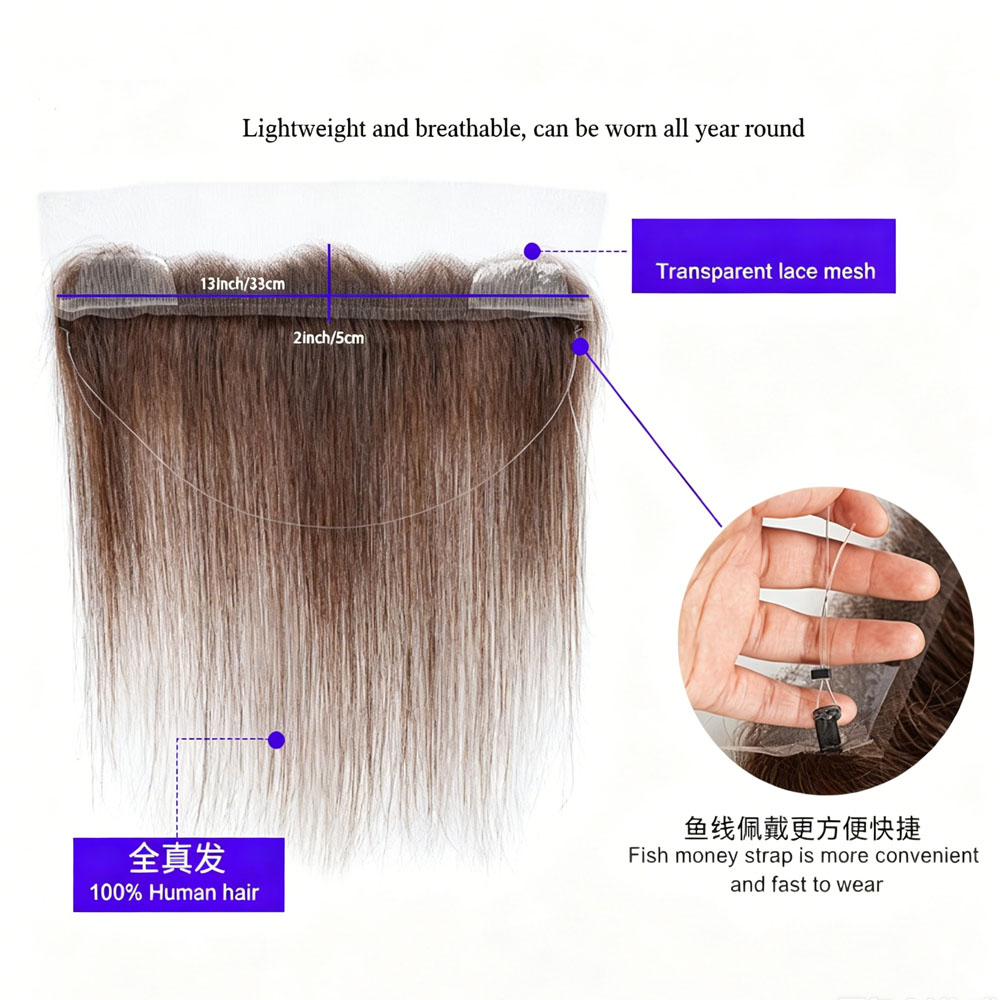 100% Human Hair Hairline Toppe - Fishing Line ulasan dan harga